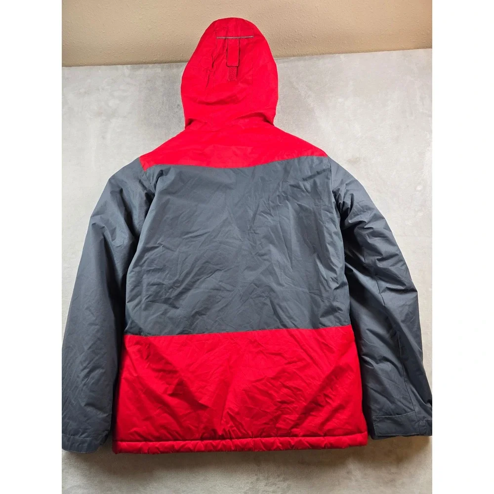 Columbia Jacket Kids XL 18/20 Gray Red Nylon Thick Insulation Hooded Puffer